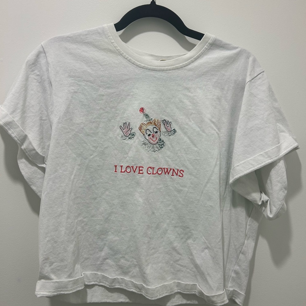 Fashion Brand Company White T-Shirt with Clown Embroidery